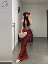 BASERANGE Cotton/Rib Canvas Skirt SKBP-RIB-AU23 Burgundy